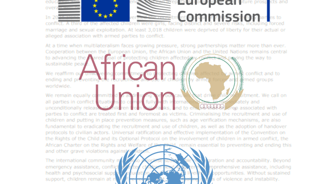 AU, EU and UN leaders reaffirmed their commitment to end the recruitment of children in armed conflict and support their reintegration.
