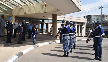 UN Assistant Secretary-General Alexandre Zouev salutation ceremony at Ethiopian Police Headquarters