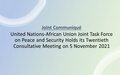 Joint Communiqué: United Nations-African Union Joint Task Force on Peace and Security Holds its Twentieth Consultative Meeting on 5 November 2021